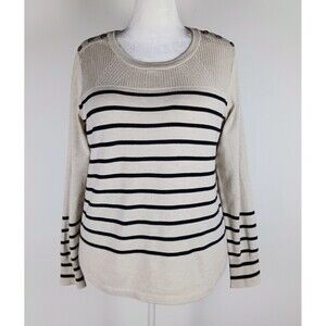 liz claiborne sweater women's XL Long Sleeves Beige Black